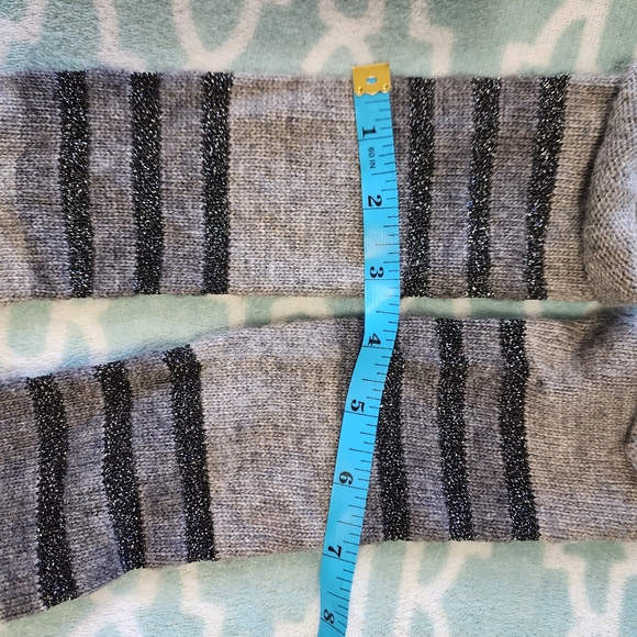 New LONG Cashmere Angora ANTHROPOLOGIE PORTOLANO Sweater Knit GLOVES Gray STRIPE - Picture 3 of 7
